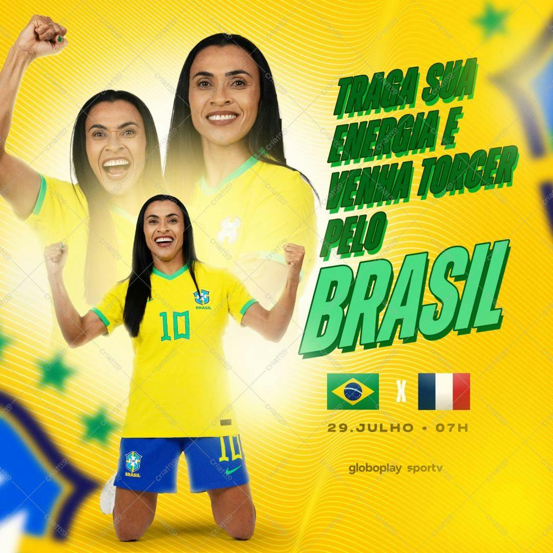 Banner Copa Feminina Brasil x França PSD Editável