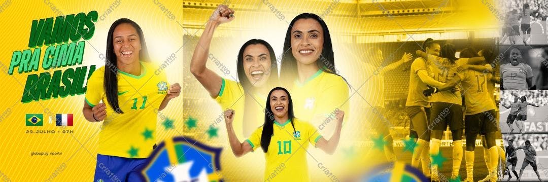Banner Copa Feminina Brasil x França PSD Editável