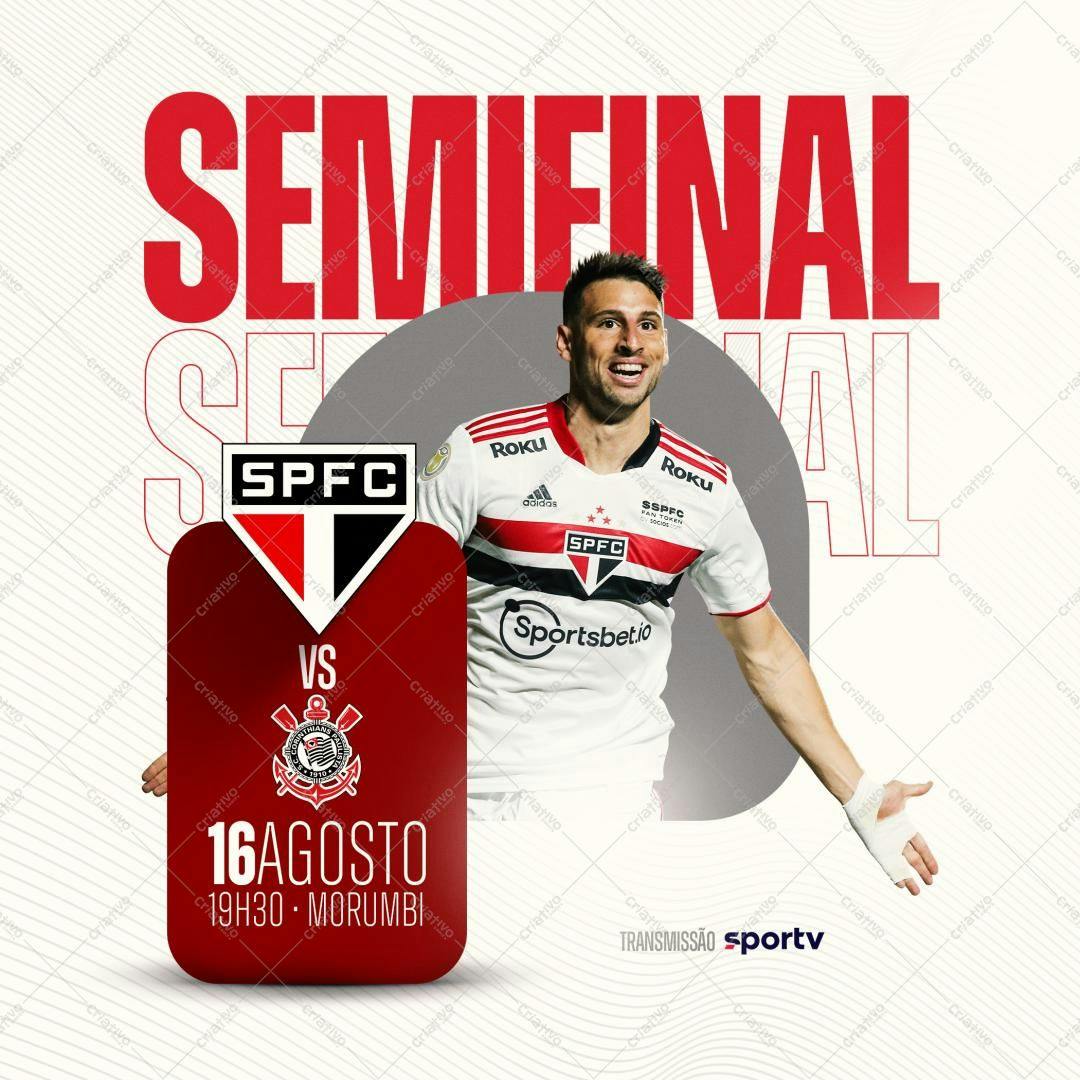 Post para Redes Sociais Jogo do São Paulo FC PSD Editável