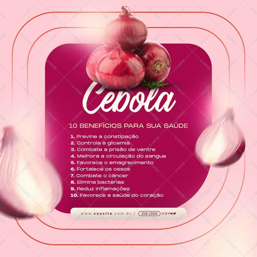 Infográfico Cebola 10 Benefícios para Saúde PSD Editável