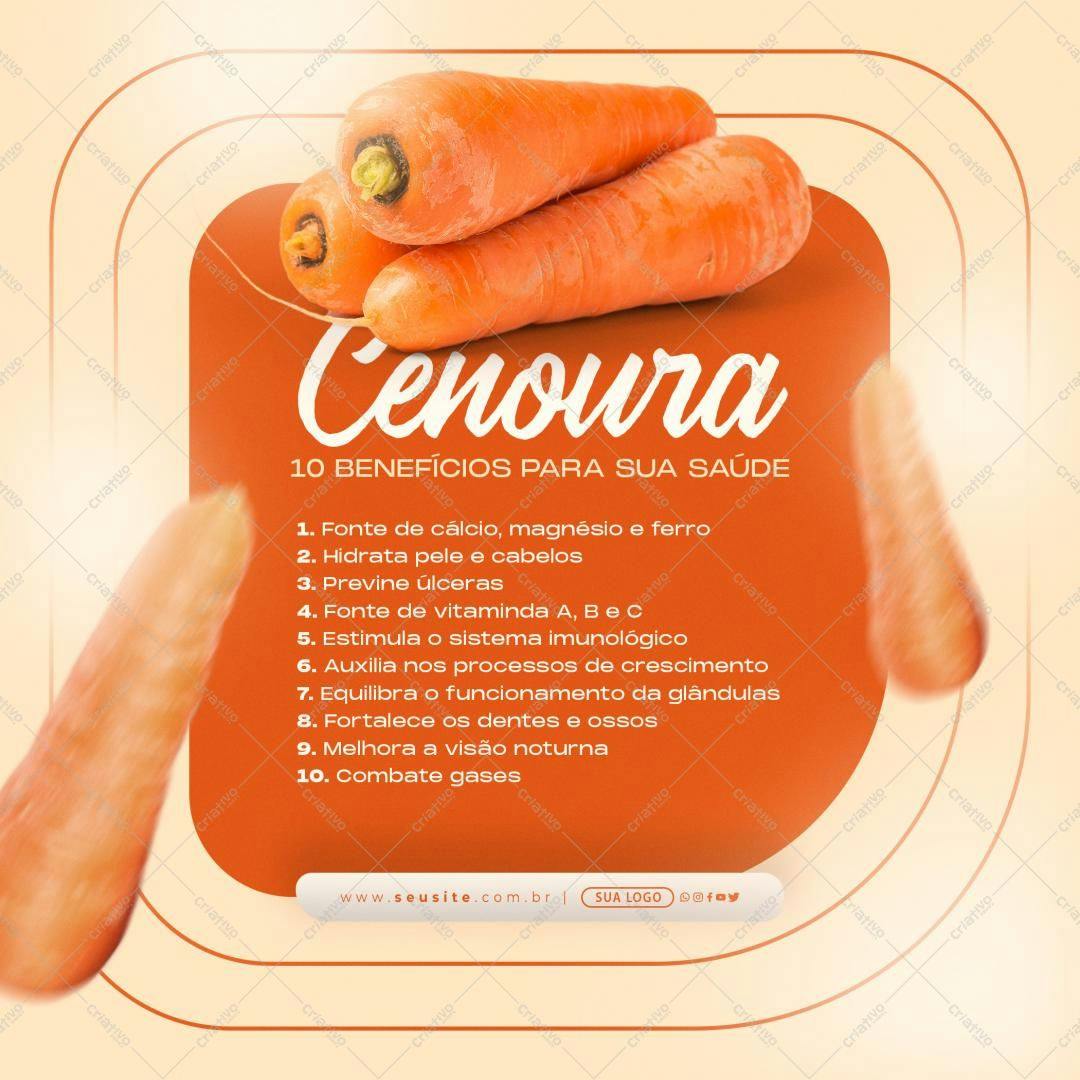 Post para Redes Sociais Cenoura PSD Editável