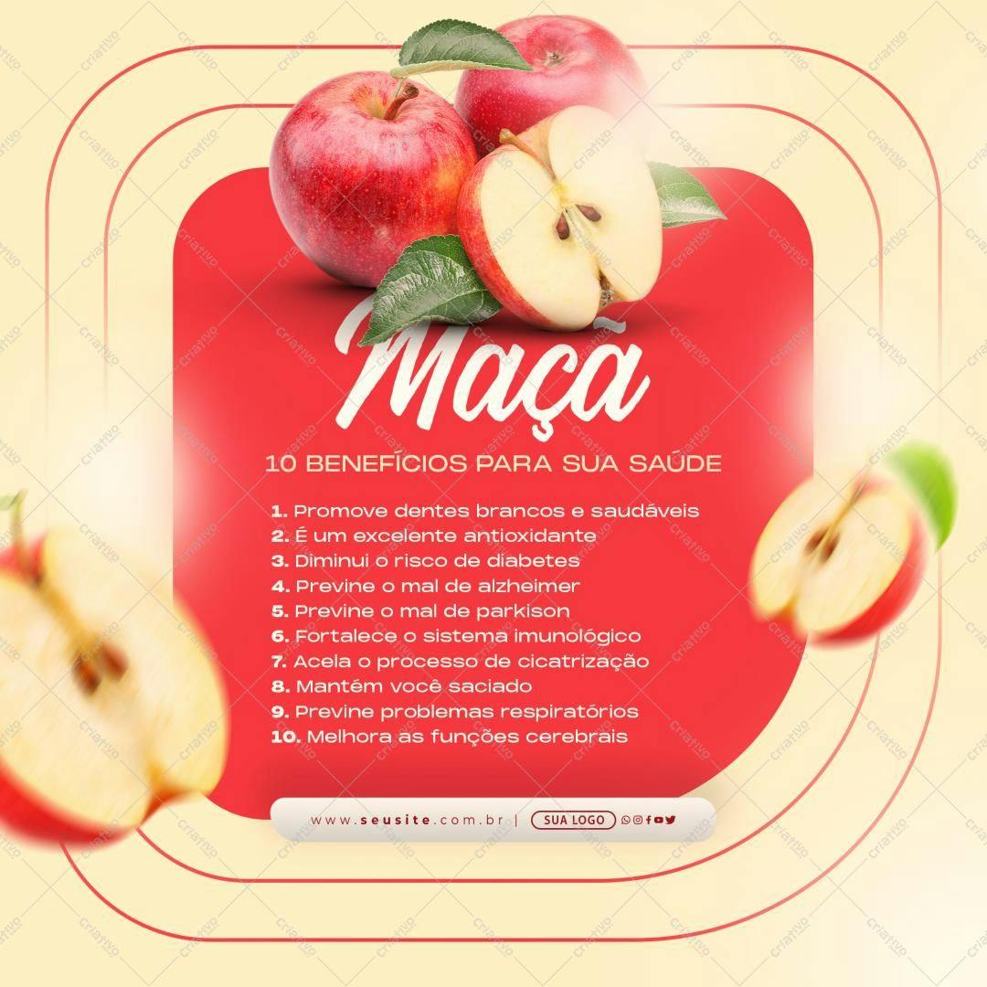 Post para Redes Sociais sobre Maçã PSD Editável