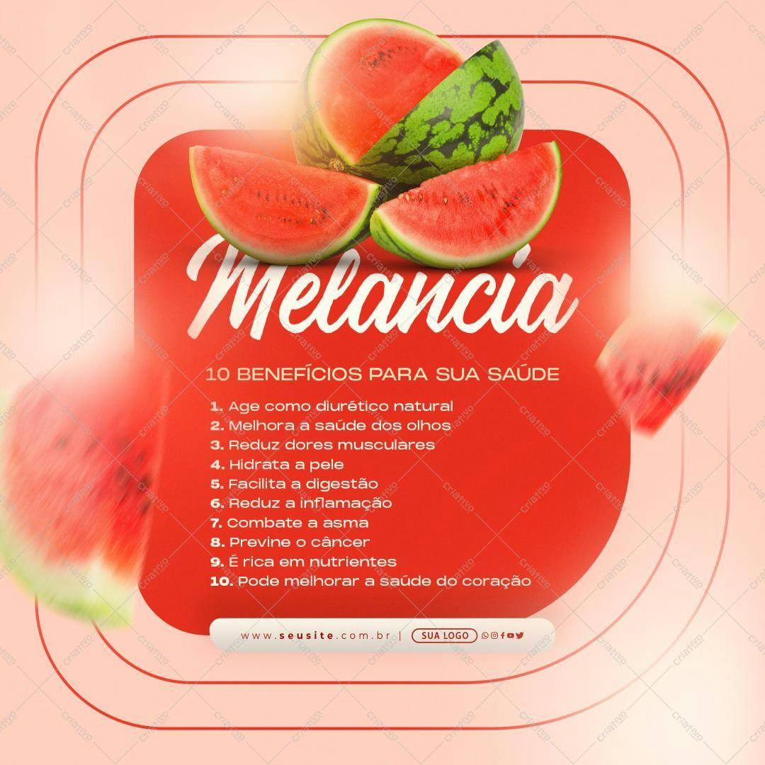 Post para Redes Sociais Melancia PSD Editável