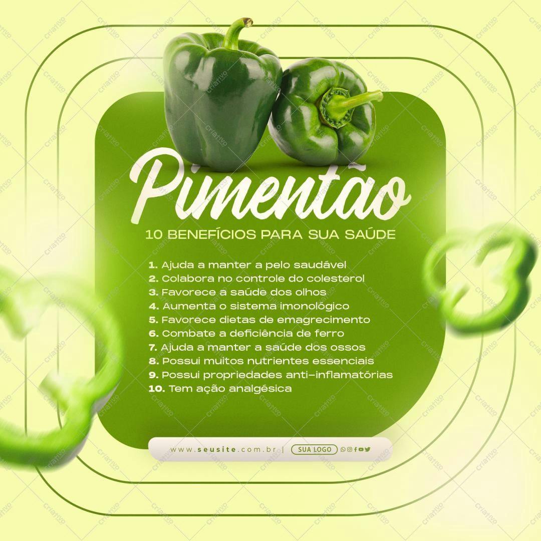 Post para Redes Sociais sobre Pimentão PSD Editável