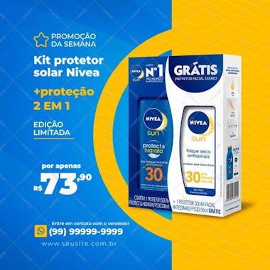 Kit protetor solar nivea 2 em 1 mais proteção