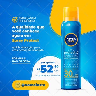 Protetor solar spray protect nivea fórmula não oleosa