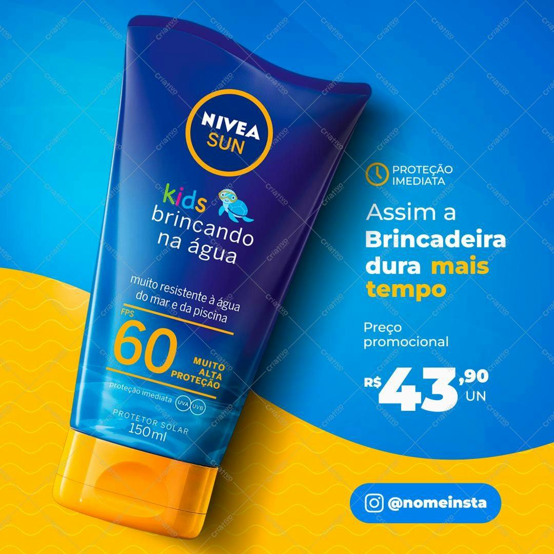 Embalagem de Protetor Solar Infantil Nivea Sun PSD Editável