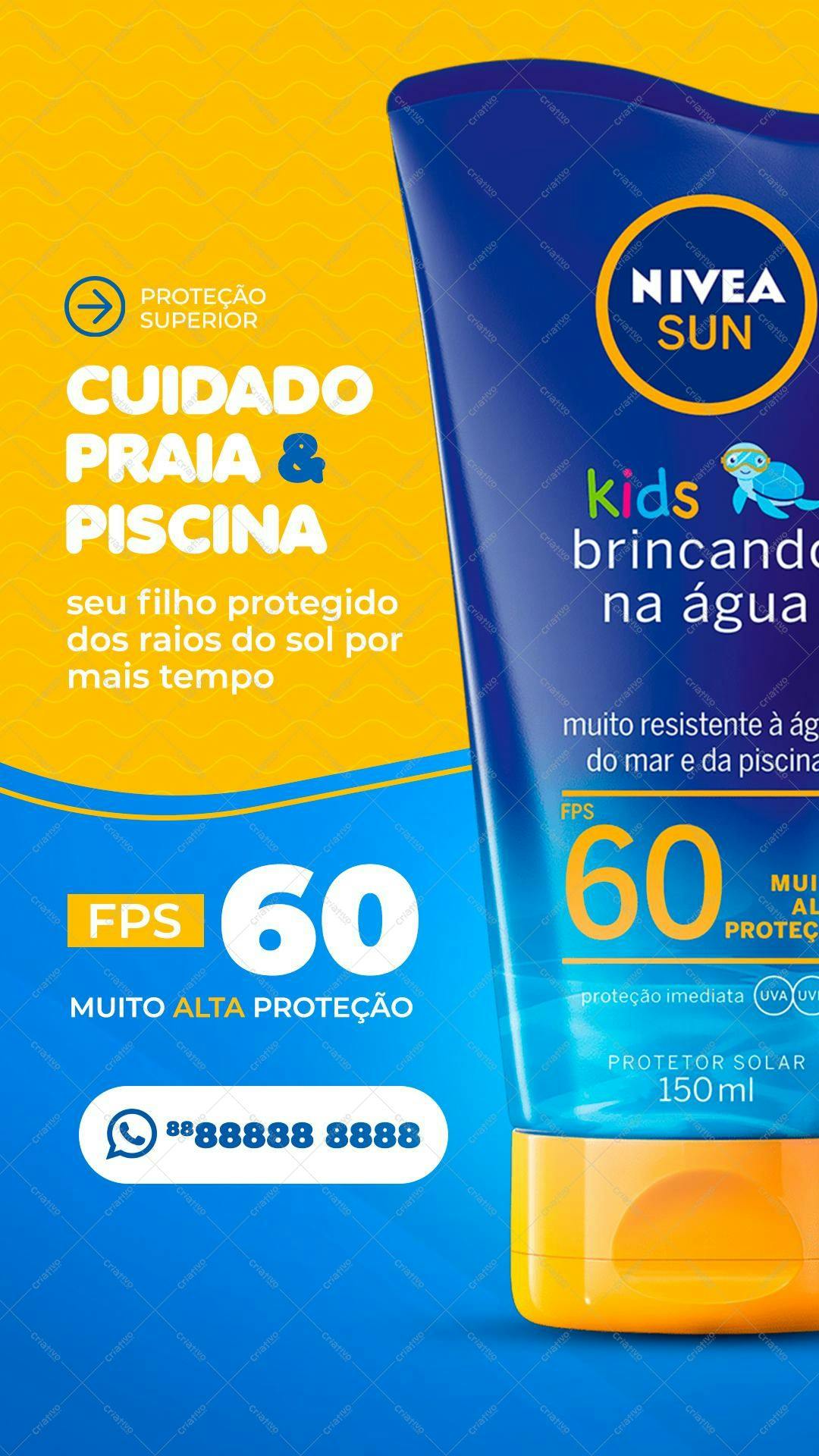 Modelo de Protetor Solar Infantil PSD Editável