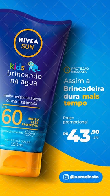 Stories seu filho protegido dos raiso uva e uvb protetor solar nivea kids