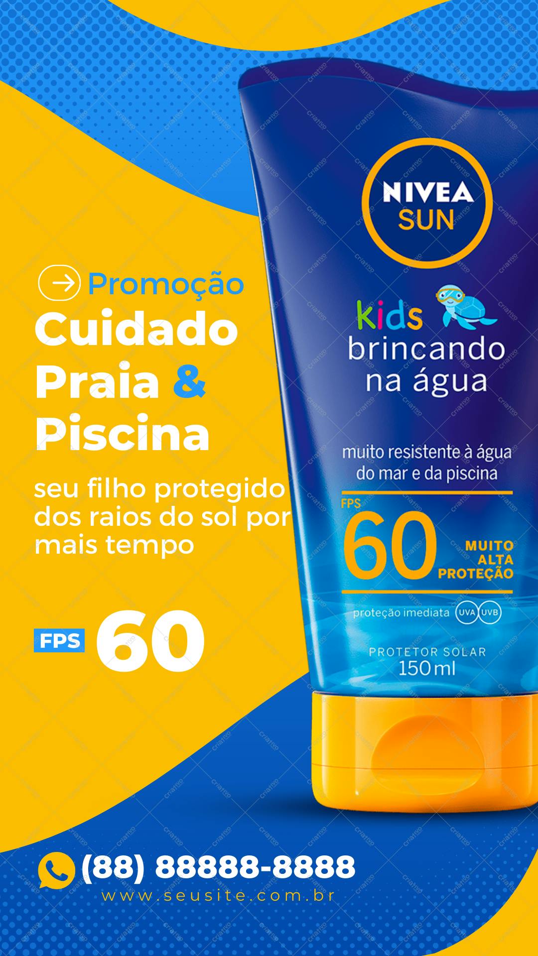 Post Instagram Protetor Solar Infantil Nivea Sun FPS 60 Editável no Canva