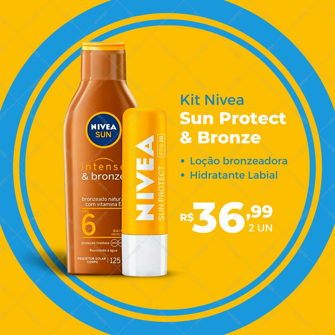Post Instagram Kit Nivea Sun Protect & Bronze Editável no Canva