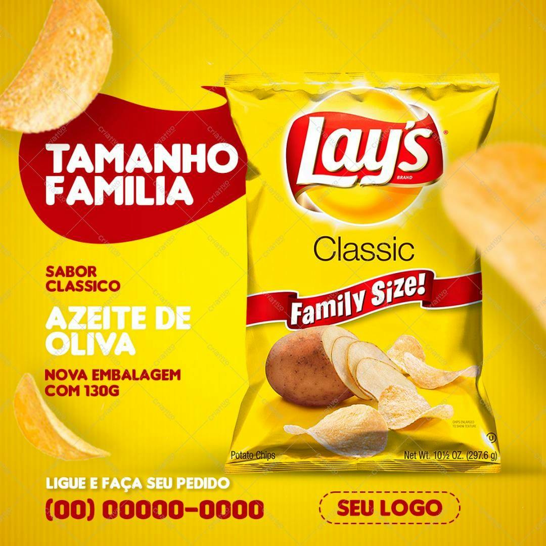 Embalagem de Batata Chips Família PSD Editável