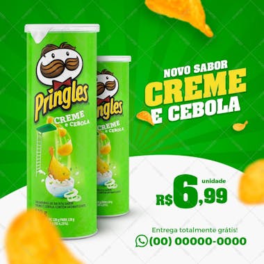 Batatas pringles sabor creme e cebola supermercado psd editável