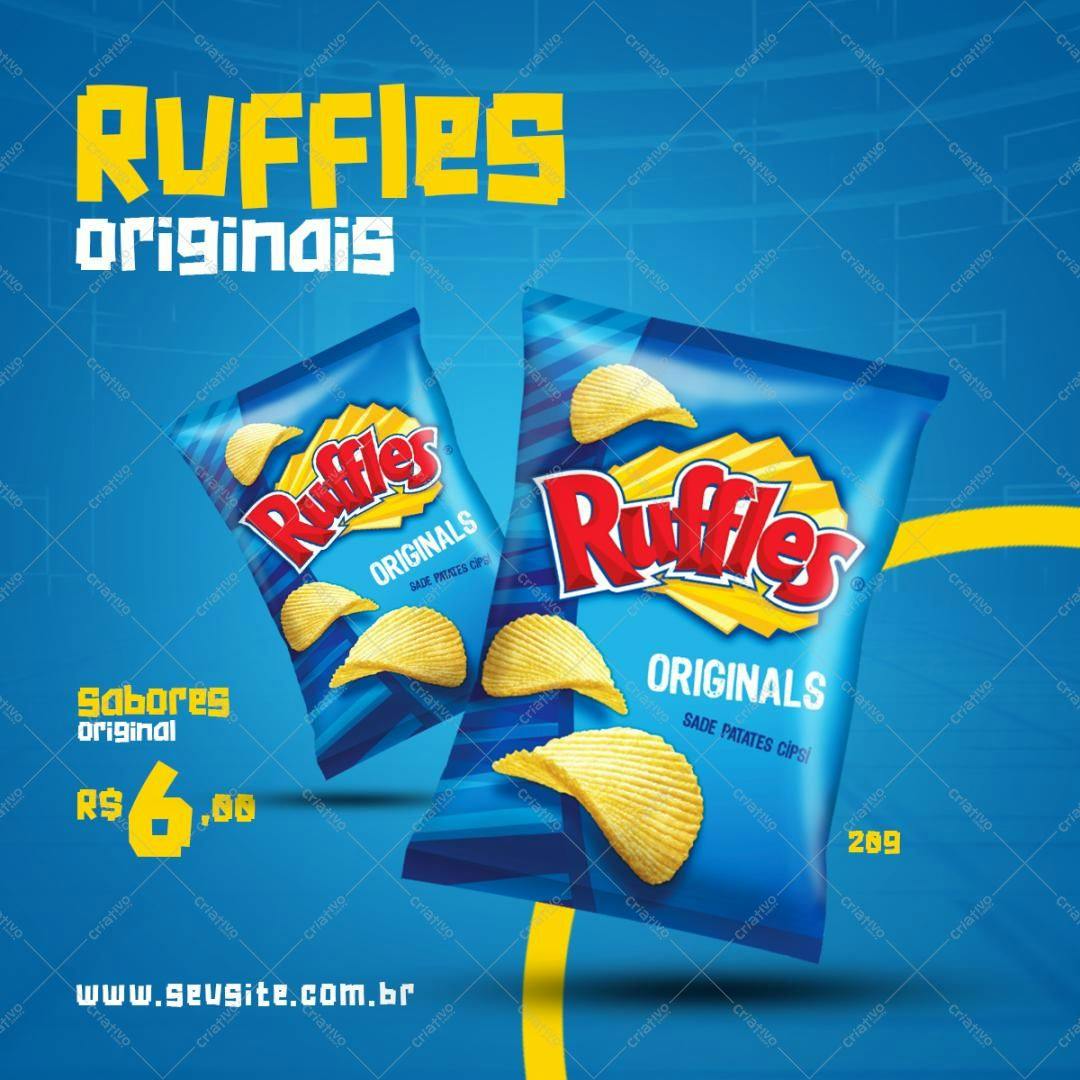 Template de Embalagem para Batata Ruffles PSD Editável