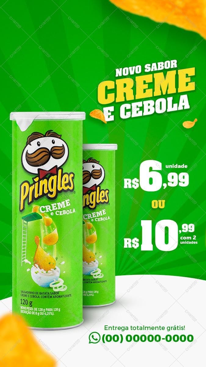 Flyer de Promoção Pringles Creme e Cebola PSD Editável