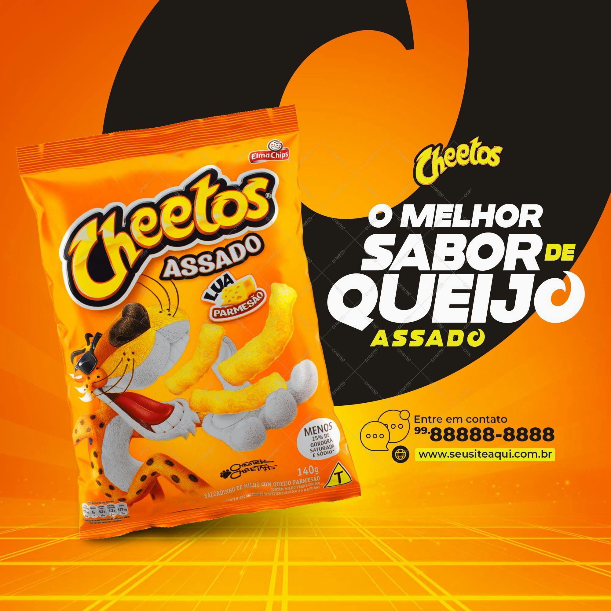 Embalagem de Salgadinho Cheetos Assado PSD Editável