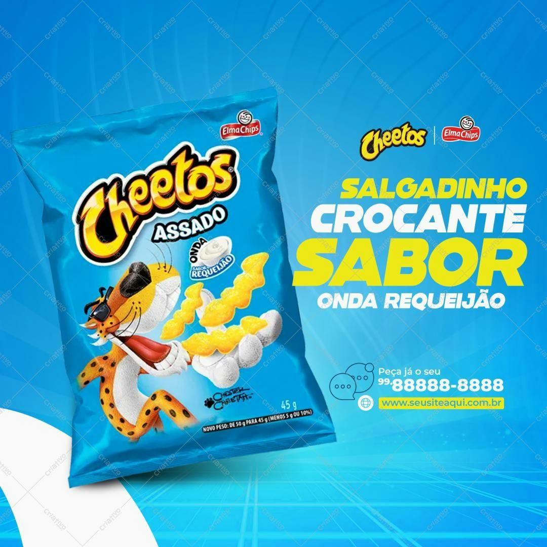 Embalagem de Salgadinho Cheetos Assado PSD Editável