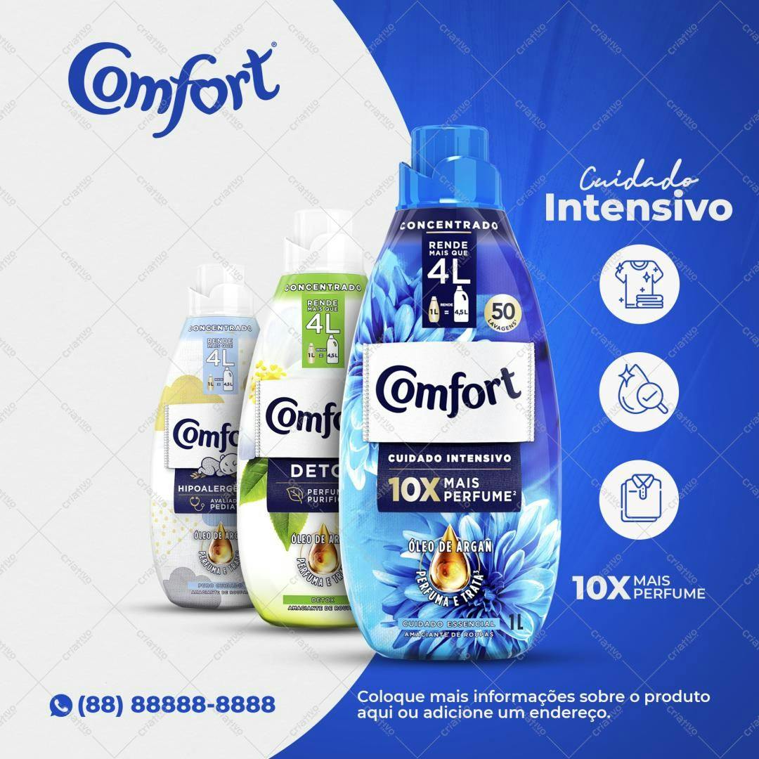 Modelo de Embalagem para Amaciante Comfort PSD Editável