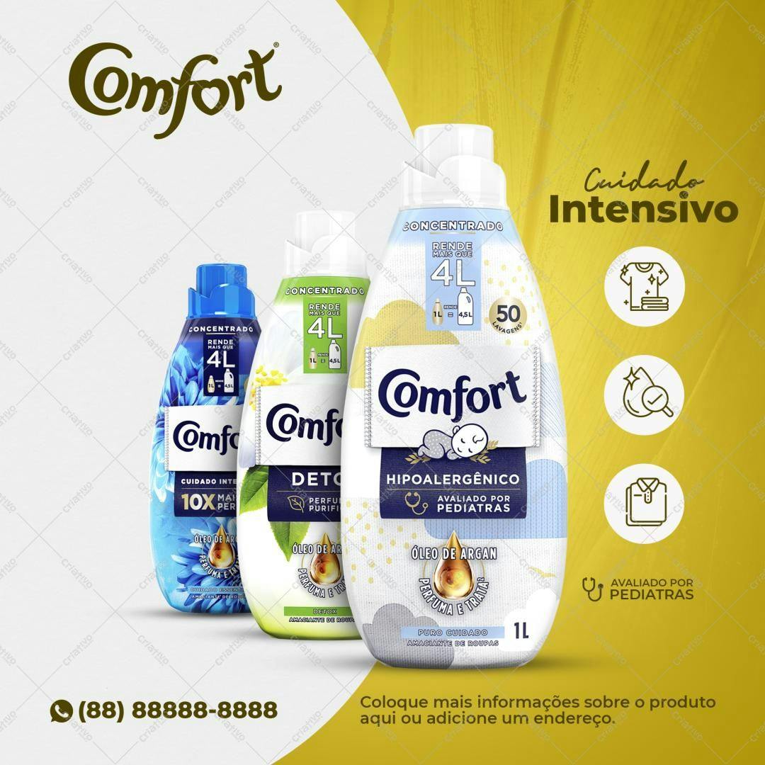 Mockup de Embalagem para Amaciante Comfort PSD Editável