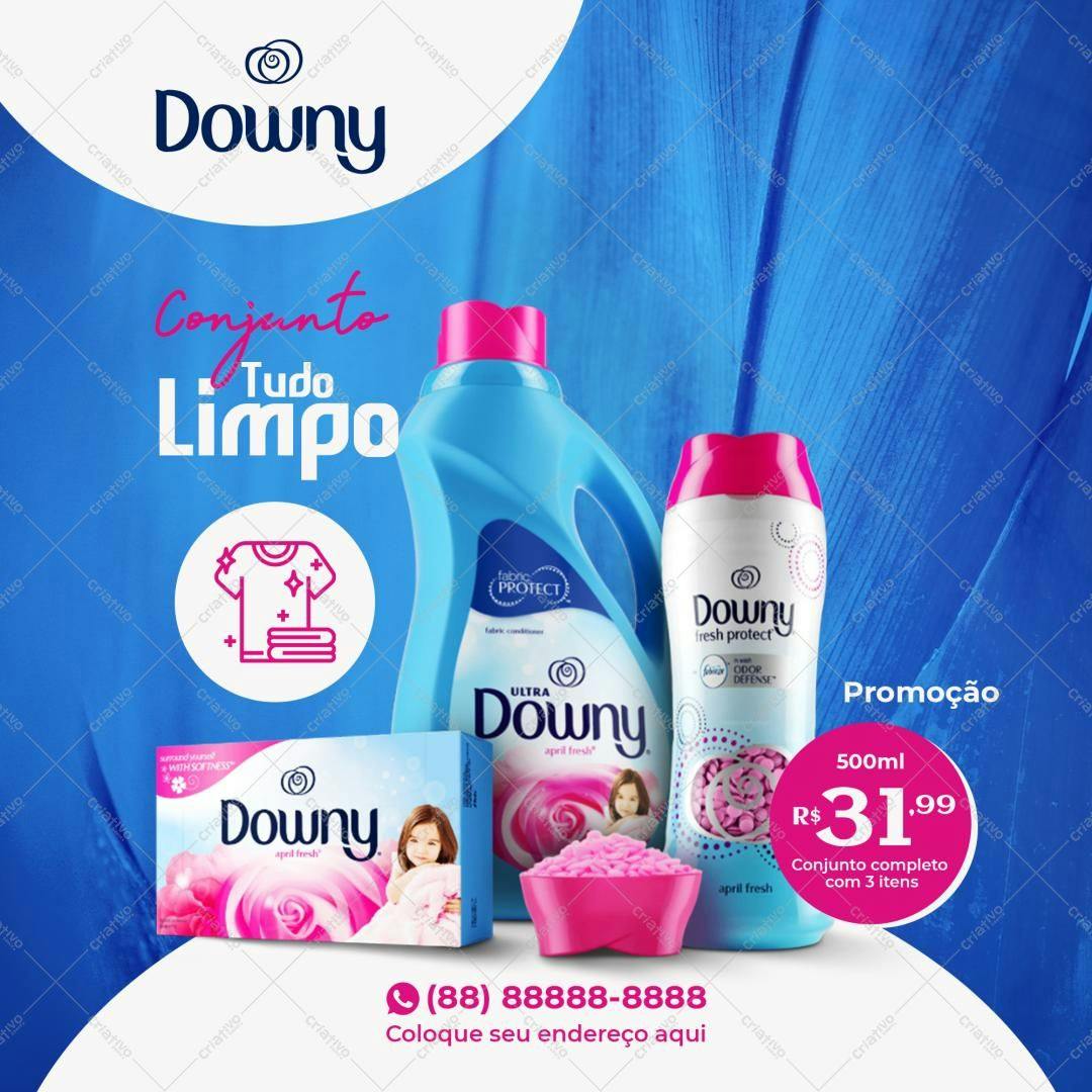 Kit Promocional de Roupas Downy PSD Editável