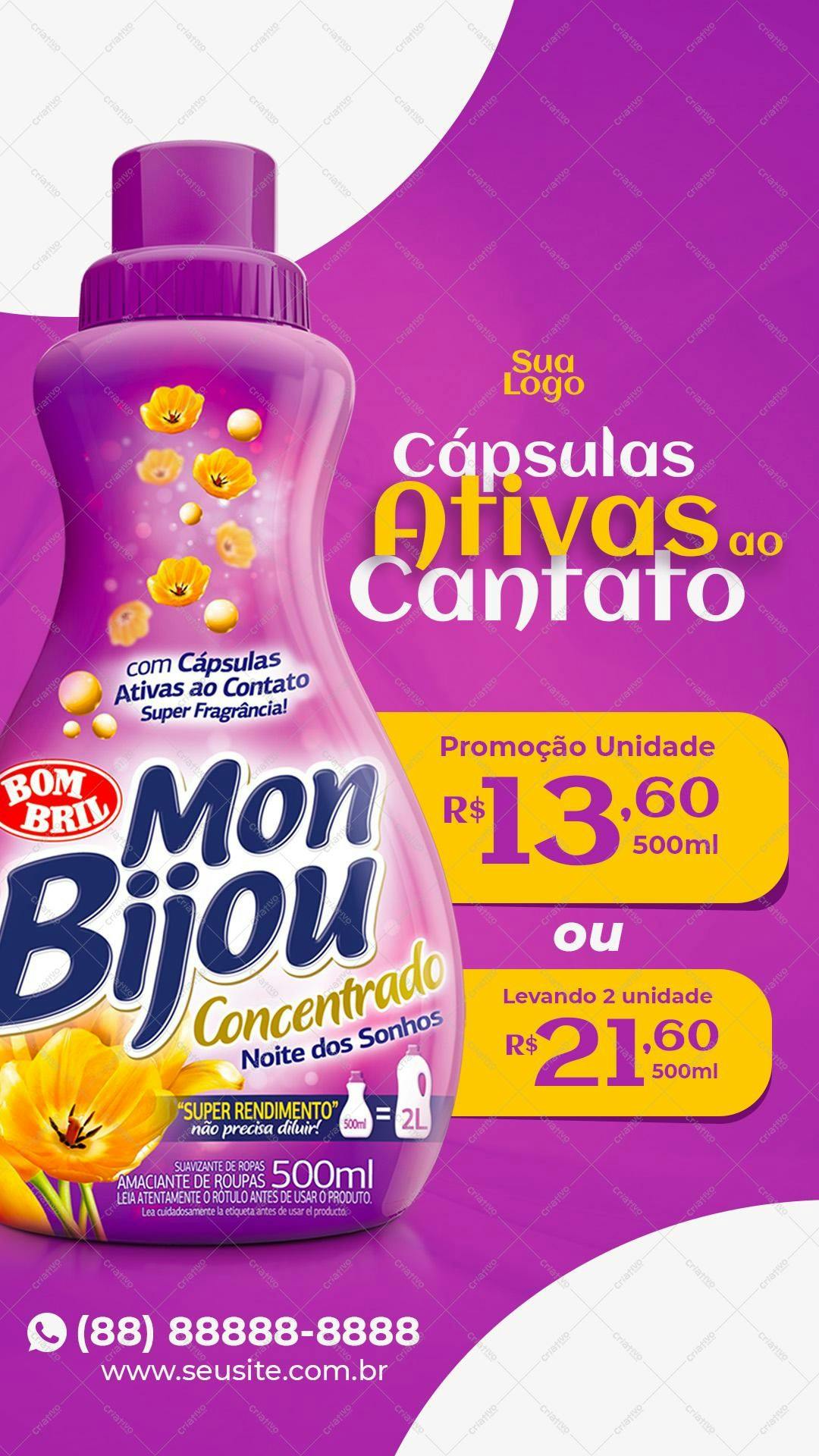 Flyer para Promoção de Amaciante Mon Bijou PSD Editável