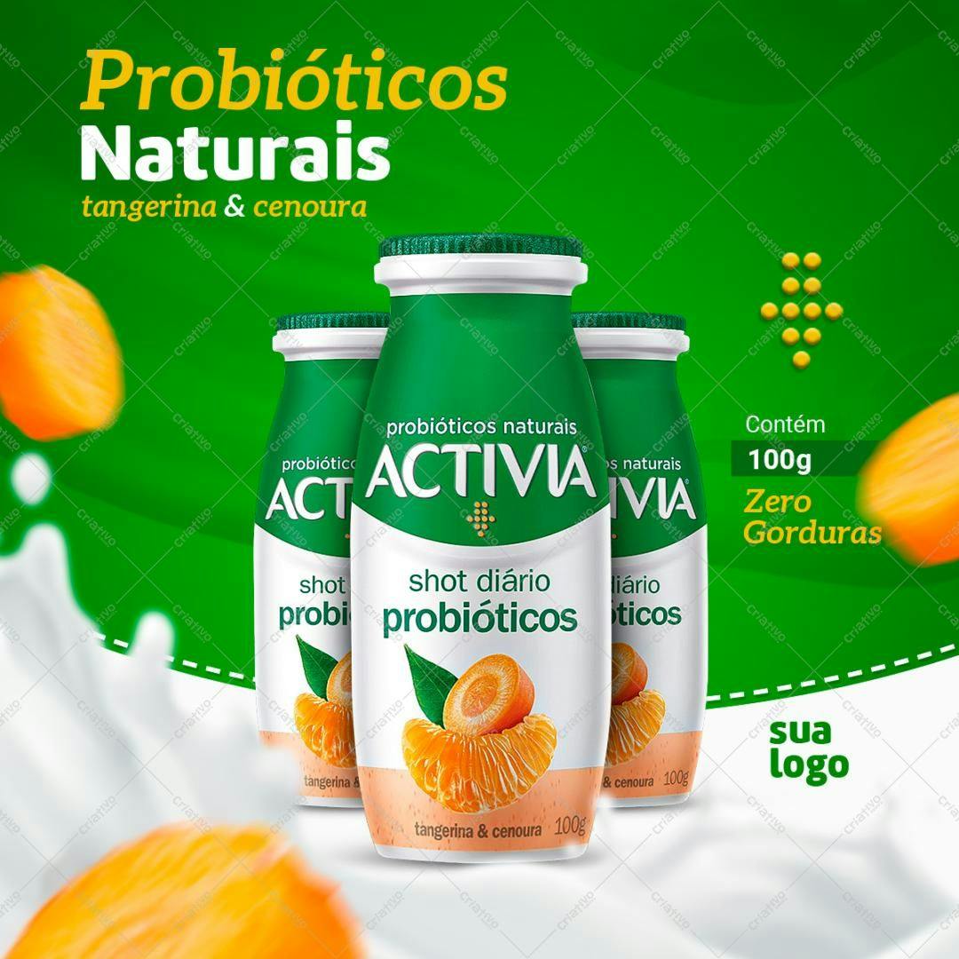 Mockup de Embalagem para Iogurte Probiótico PSD Editável