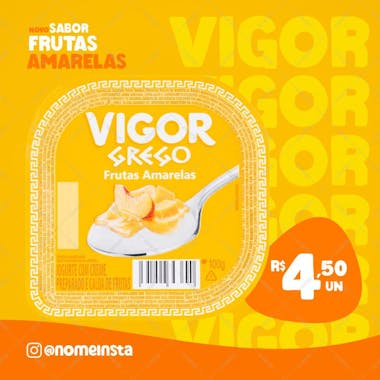 Supermercados iogurte vigor grego frutas amarelas