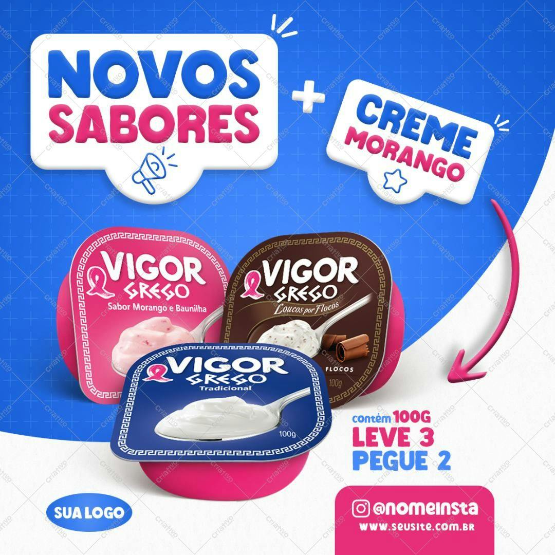 Banner para Promoção de Iogurte Grego PSD Editável