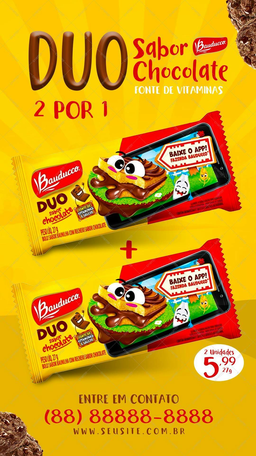 Flyer para Promoção de Chocolate Bauducco Duo PSD Editável