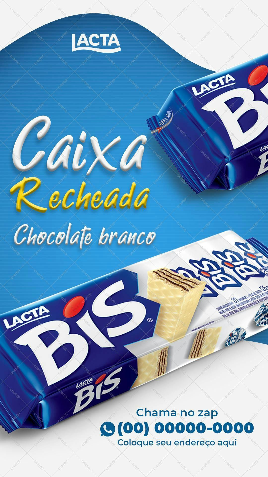 Modelo de Embalagem Bis Chocolate Branco PSD Editável