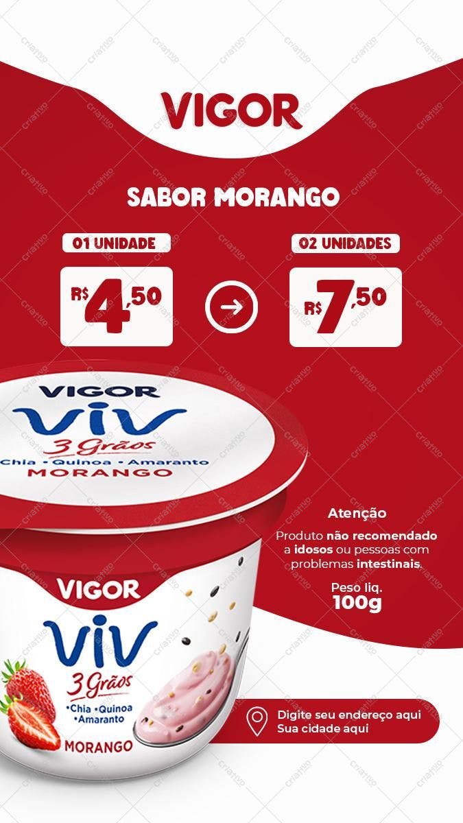 Template de Embalagem para Iogurte Vigor PSD Editável