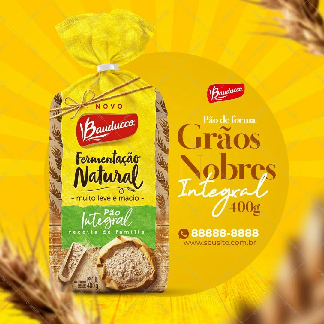 Embalagem de Pão Integral PSD Editável