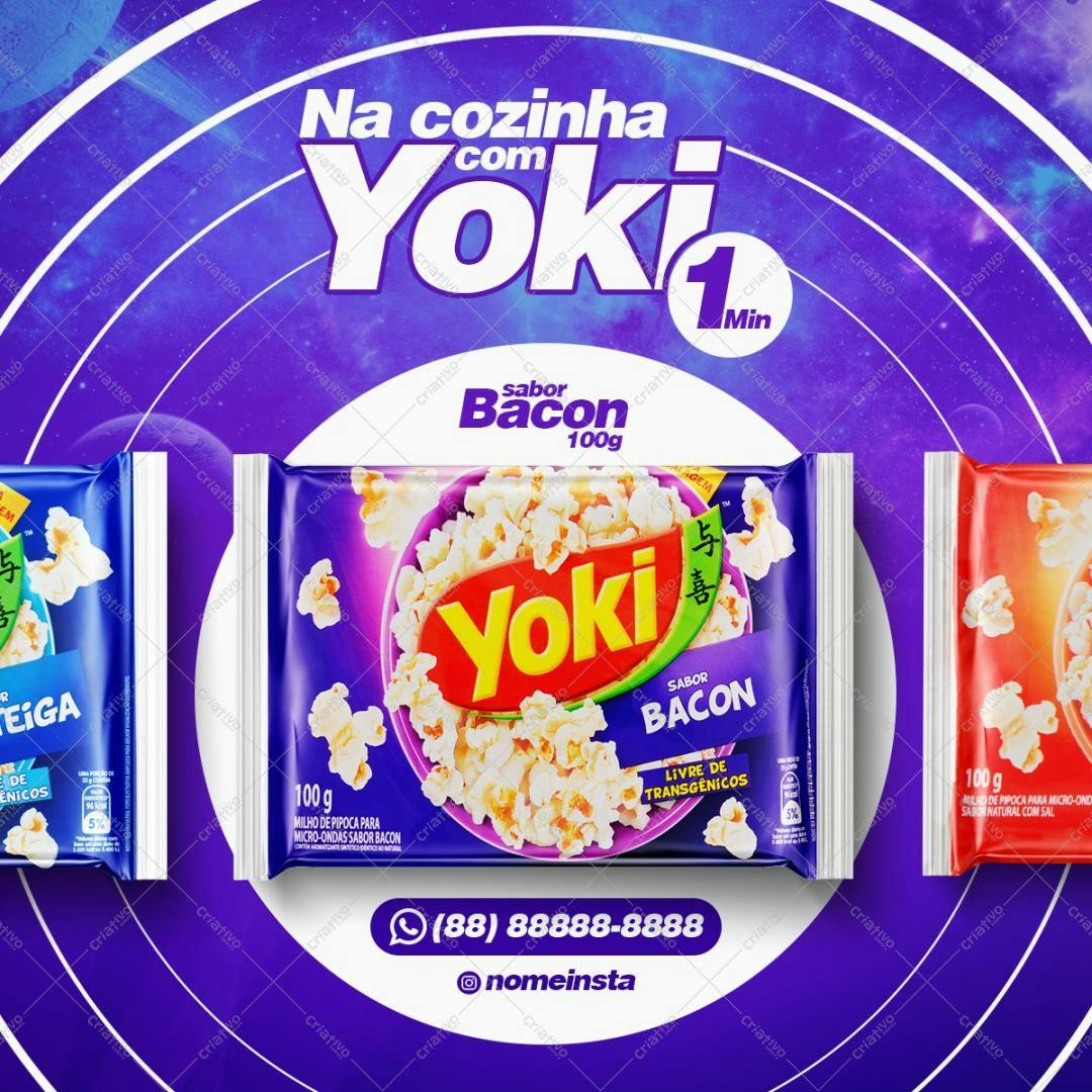 Modelo de Embalagem para Pipoca Sabor Bacon PSD Editável