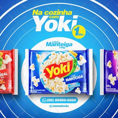 Na cozinha com yoki pipoca de microondas sabor manteiga