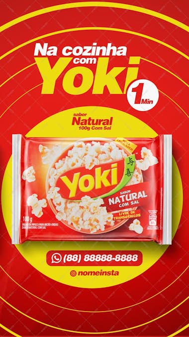 Na cozinha com yoki pipoca de micro ondas sabor natural