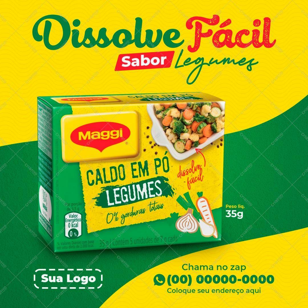 Template de Embalagem para Caldo de Legumes Maggi PSD Editável