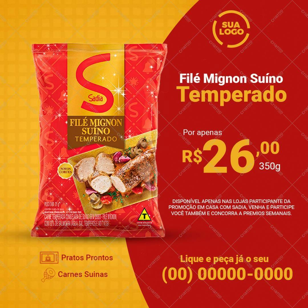 Embalagem para Produto de Carne Suína PSD Editável