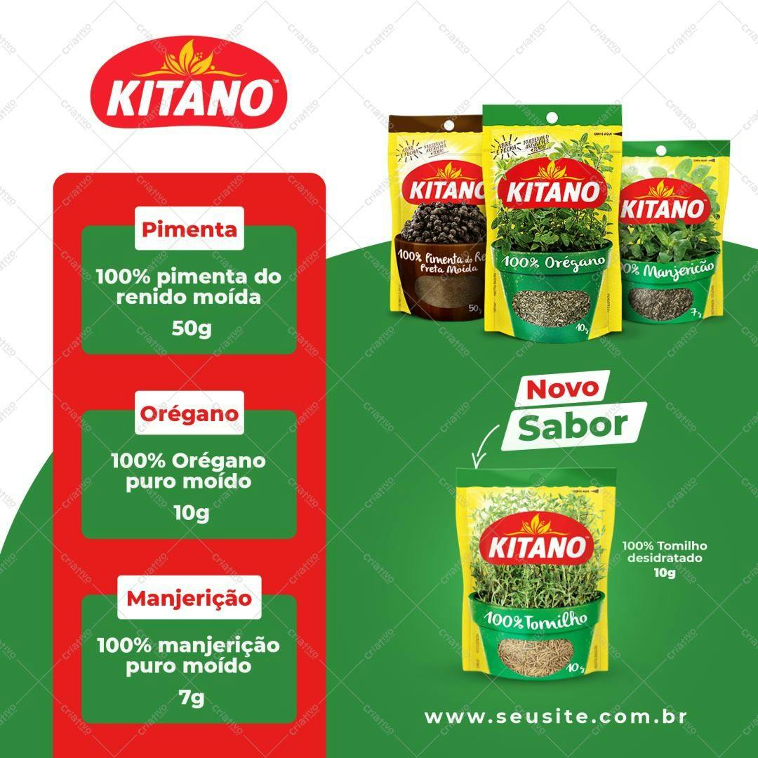 Embalagem de Temperos Kitano PSD Editável