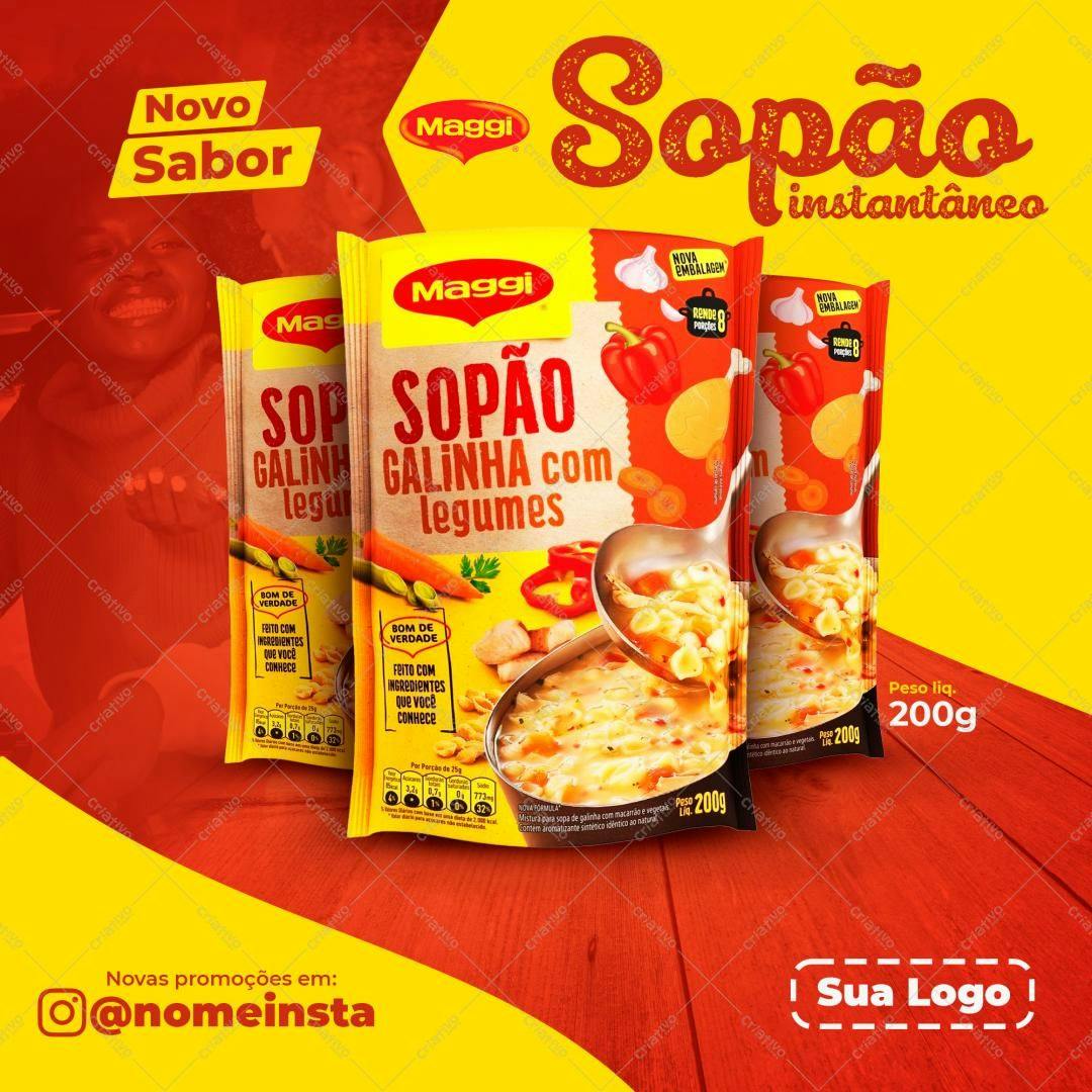Modelo de Embalagem para Sopas Maggi PSD Editável