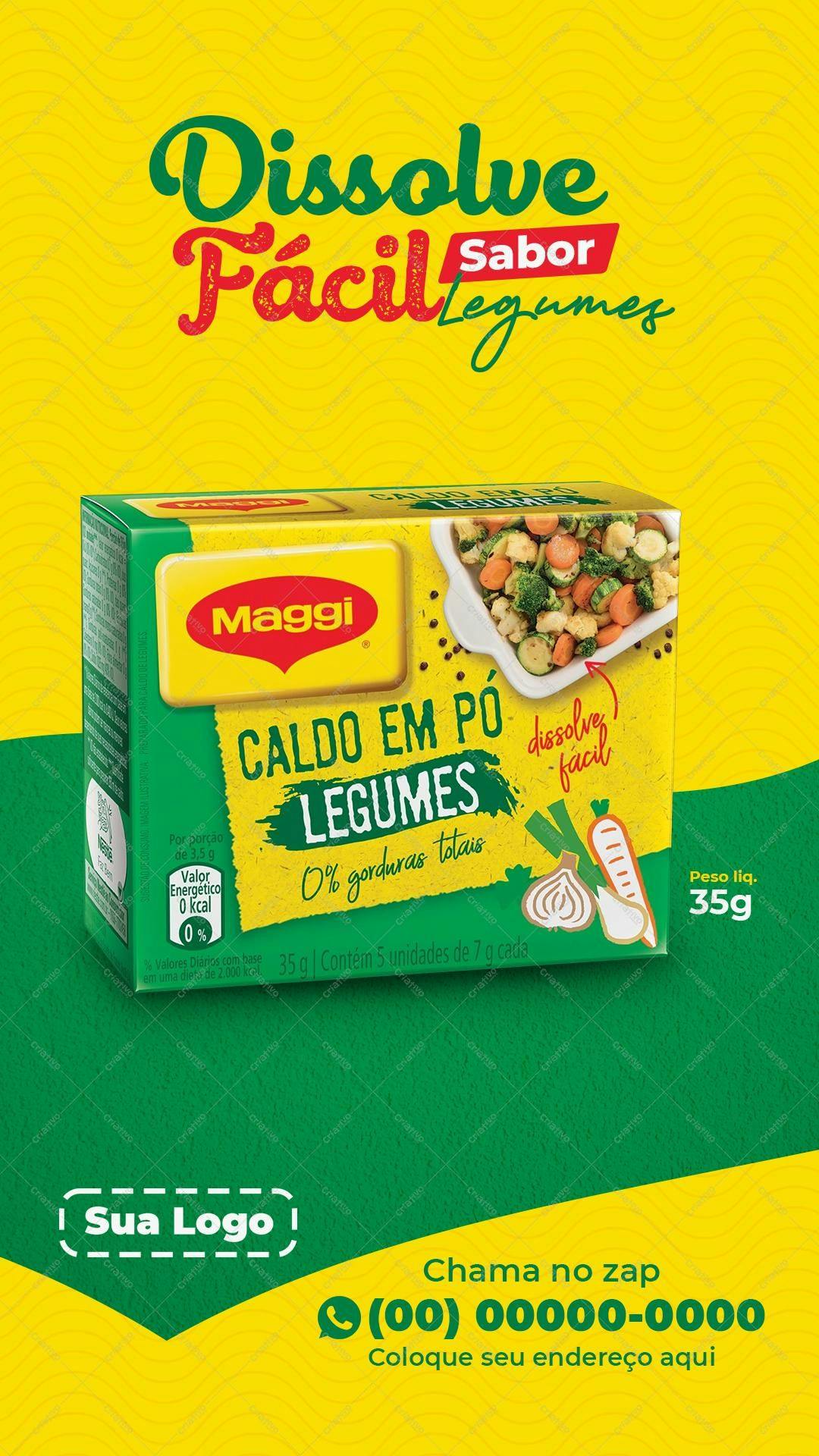 Modelo de Embalagem Maggi Caldo Legumes PSD Editável