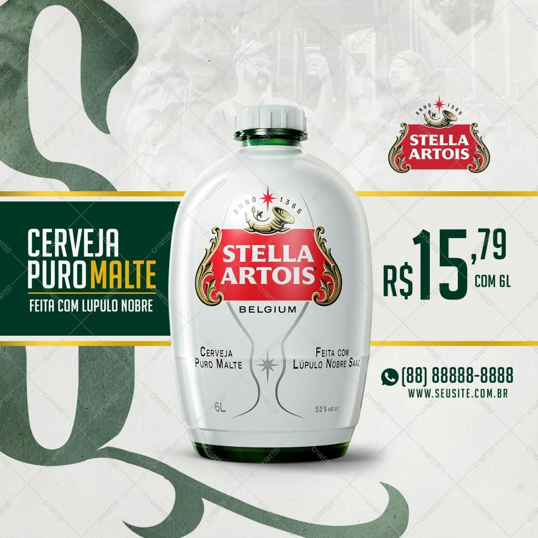 Modelo de Embalagem Cerveja Stella Artois PSD Editável
