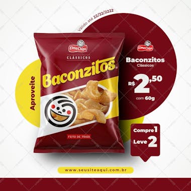 Aproveite baconzitos elma chips em promoção supermercados