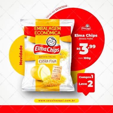 Novidade batata palha extra fina elma chips supermercados