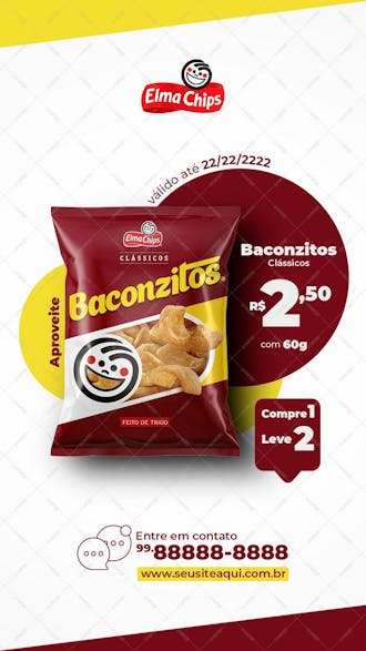 Aproveite baconzitos elma chips em promoção supermercados