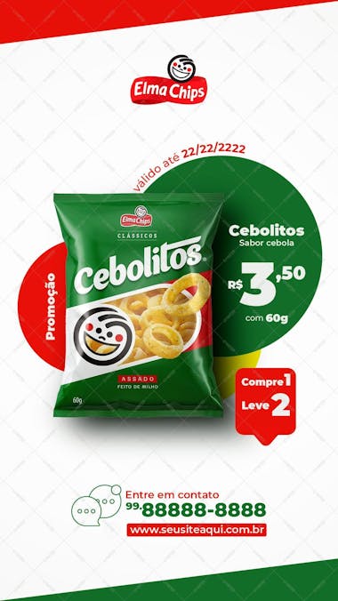 Promoção cebolitos elma chips supermercados