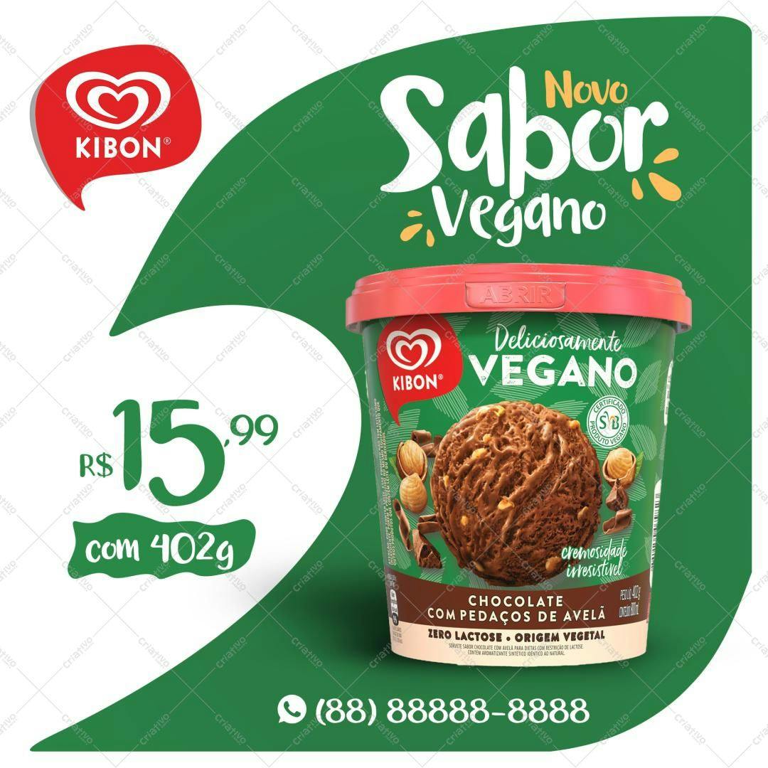 Banner Promocional Sorvete Vegano Kibon PSD Editável