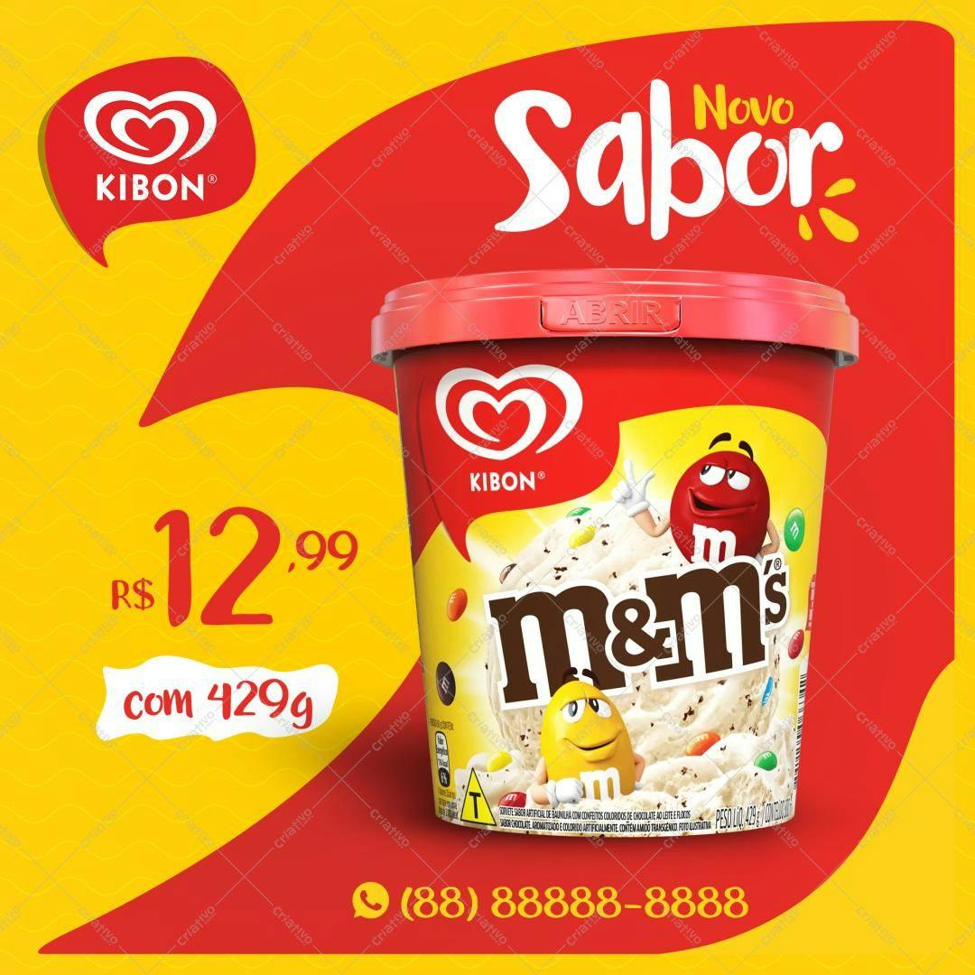 Arte para Embalagem de Sorvete Kibon M&M's PSD Editável