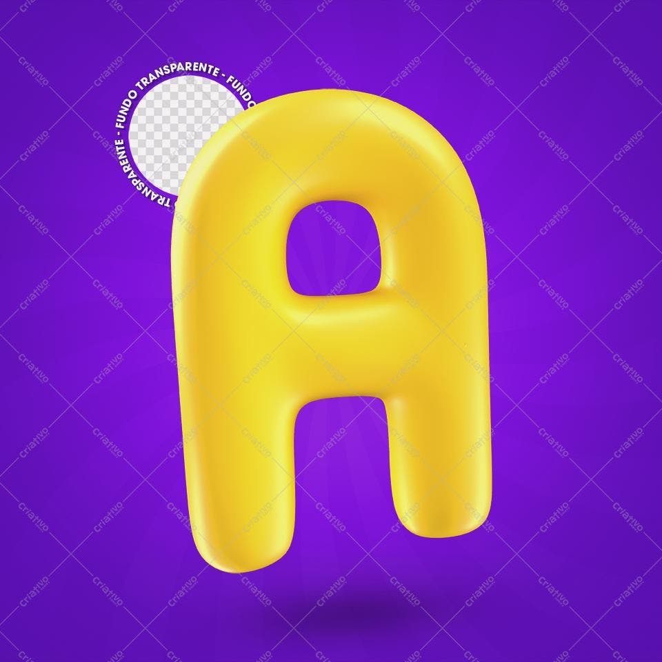 Selo 3D decorativo letra A amarelo