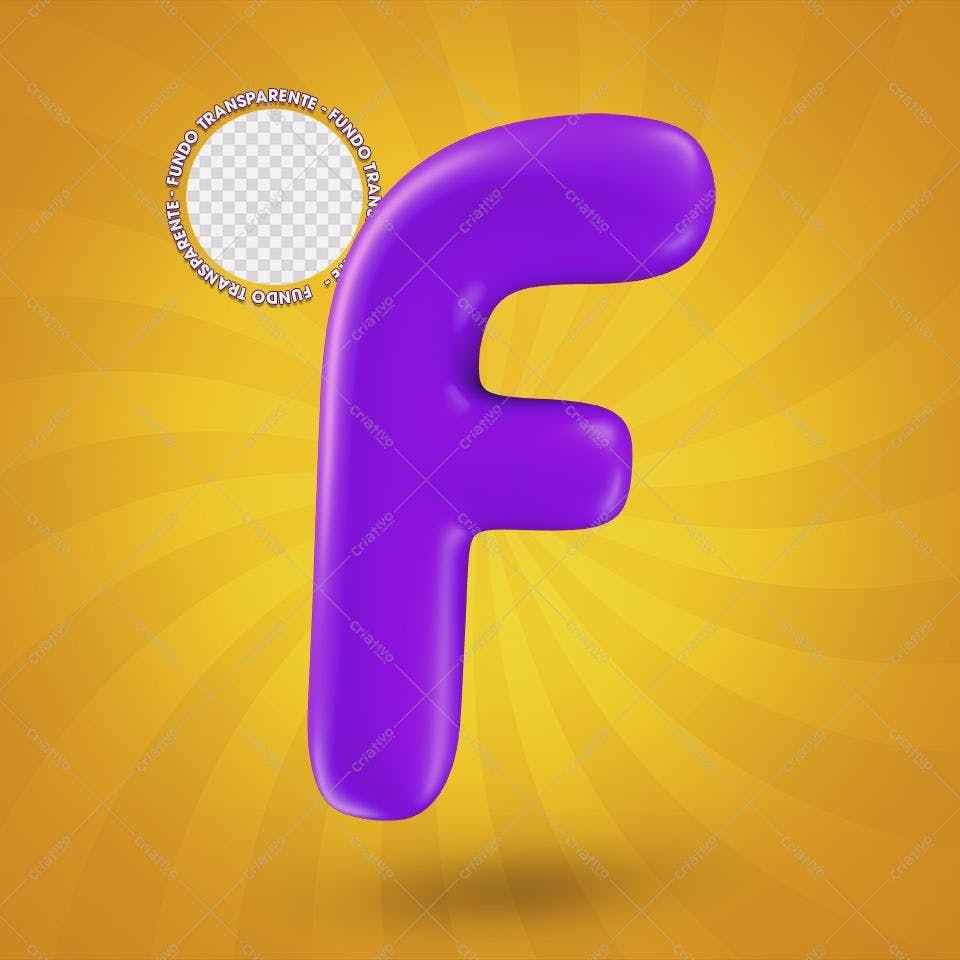 Selo 3D decorativo letra F roxo