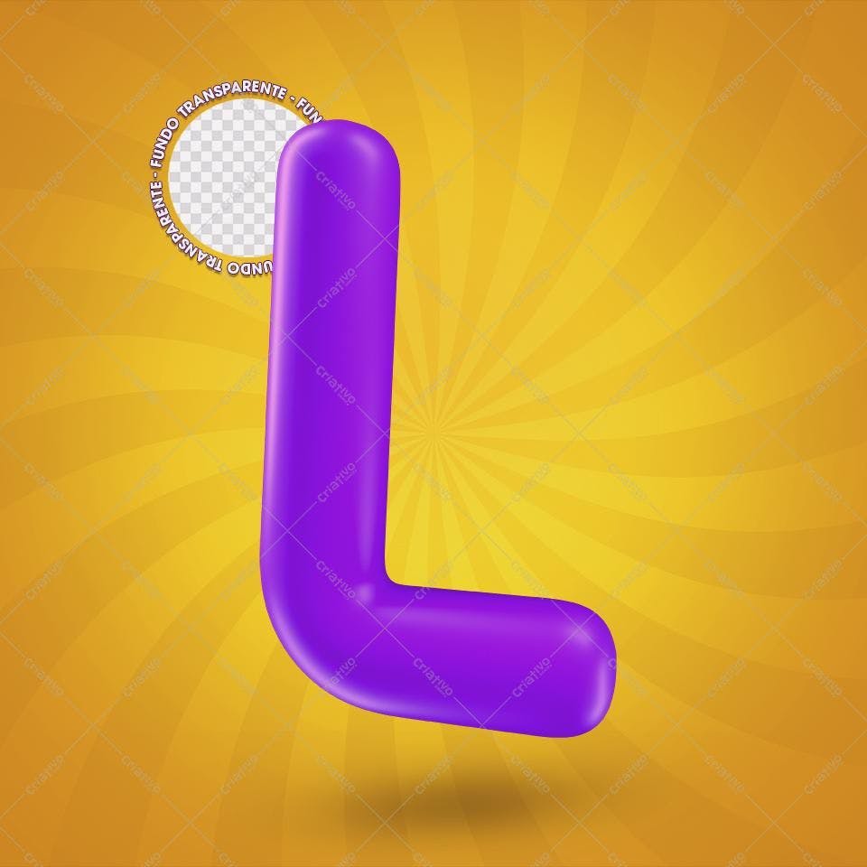 Selo 3D decorativo roxo formato L